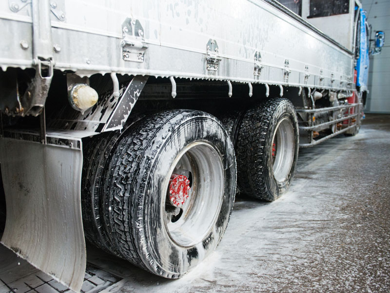 Dipropionate amphoteric surfactants sprayed onto heavy goods vehicle.